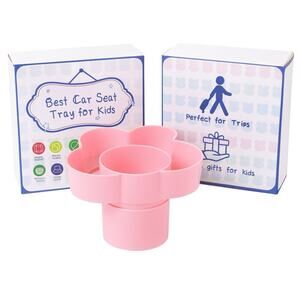 Kids Car Seat Snack Tray Cup Holder Organizer Pink Travel Accessory Pink Bear